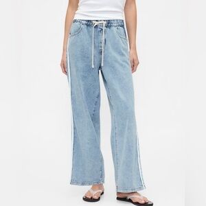 Gap High-Rise Pull-On Stripe Baggy Beachy Summer BoHo Jeans Pants NWT XXL